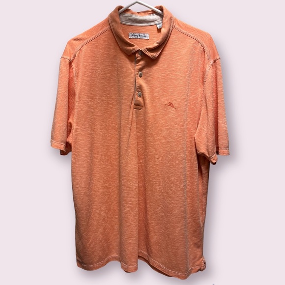 Tommy Bahama Mens Orange With a Tan Trim Polo Extremely Soft Size XXL - Picture 2 of 10